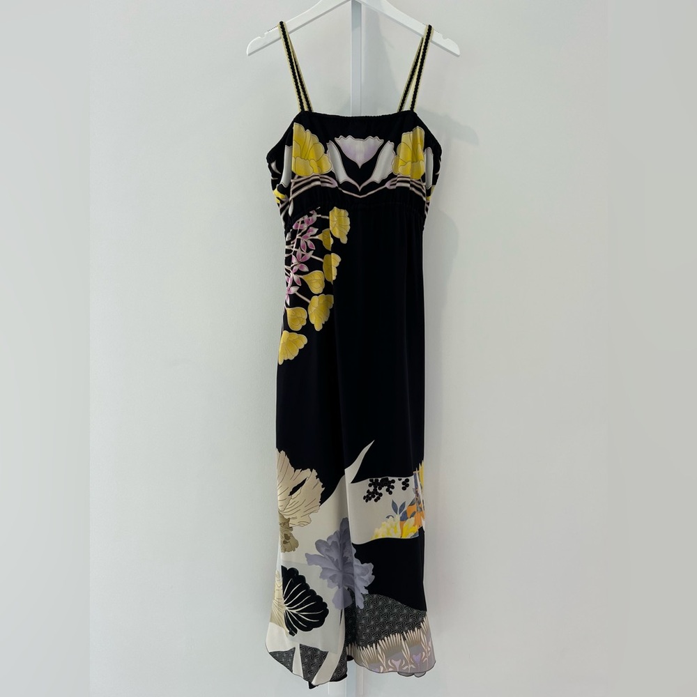 ETRO BLACK FLORAL MULTI SILK MAXI DRESS SIZE IT 42 / US 6-8 NWOTS!